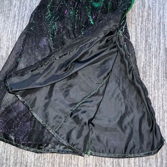 Vintage Girls Size Large A Line Midi Skirt Black Iridescent Spider Web Design - Picture 2 of 6
